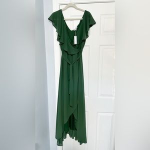 Baltic Born Katya Ruffle Maxi Dress Evergreen NWT
